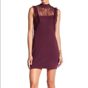 Free People Beaumont Muse in Plum Lace Panel Cocktail Dress